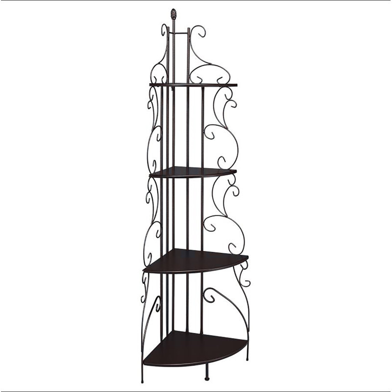 Cappuccino 4-shelf Corner Bookcase