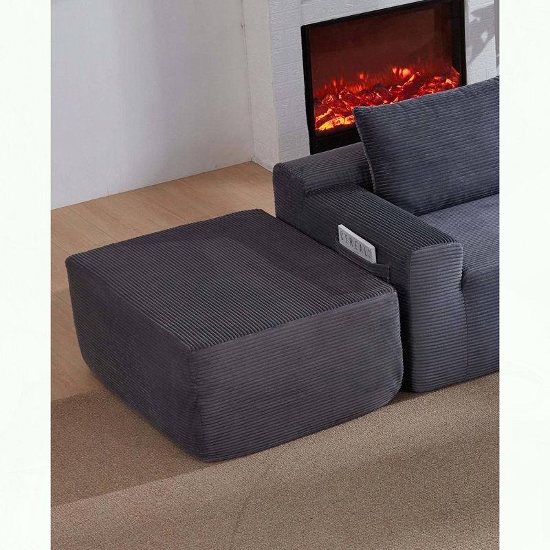 Repose-pieds modulaire en velours côtelé et rembourrage à ressorts