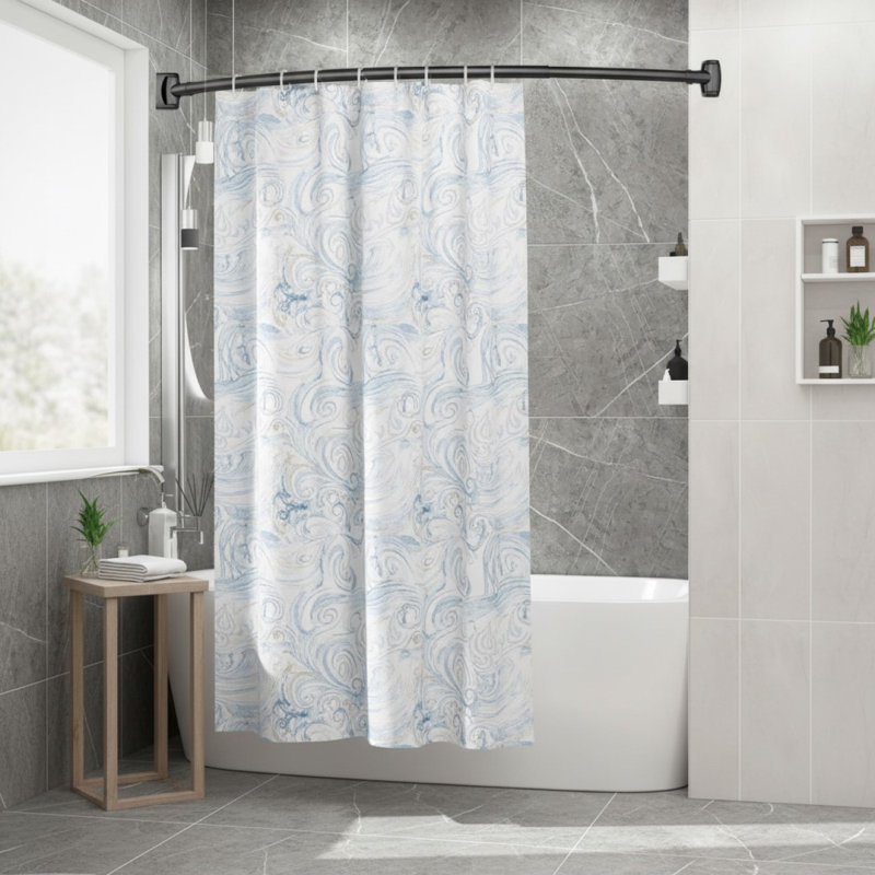 78cm Curved Wall Shower Curtain Pole, Black