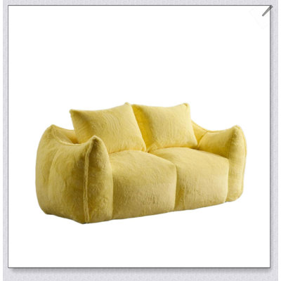 Giant Bean Bag Couch For Adults, Ultra Soft Fluffy Loveseat, Oversized Comfortable Indoor Seating With Pillows, No Assembly Required, Yellow