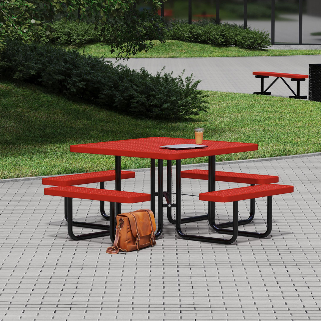 Leisure Craft 46" Square Outdoor Picnic Table with 4 Bench Seats Leisure Craft