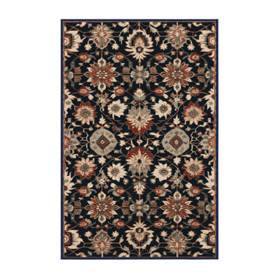 Machine Washable Turkish Blue Area Rug