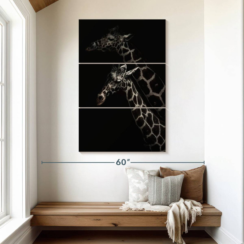 Brampt Two Masai Giraffes, 50" H x 32" W