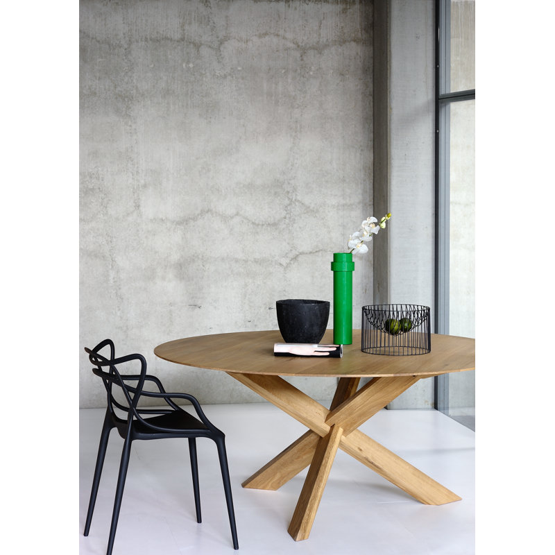 Round Solid Oak Dining Table, 64.2" W x 64.2" L