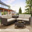 Ensemble de meubles de patio en osier 4 pièces avec table de rangement et coussins beiges, canapé modulaire d'extérieur en rotin noir