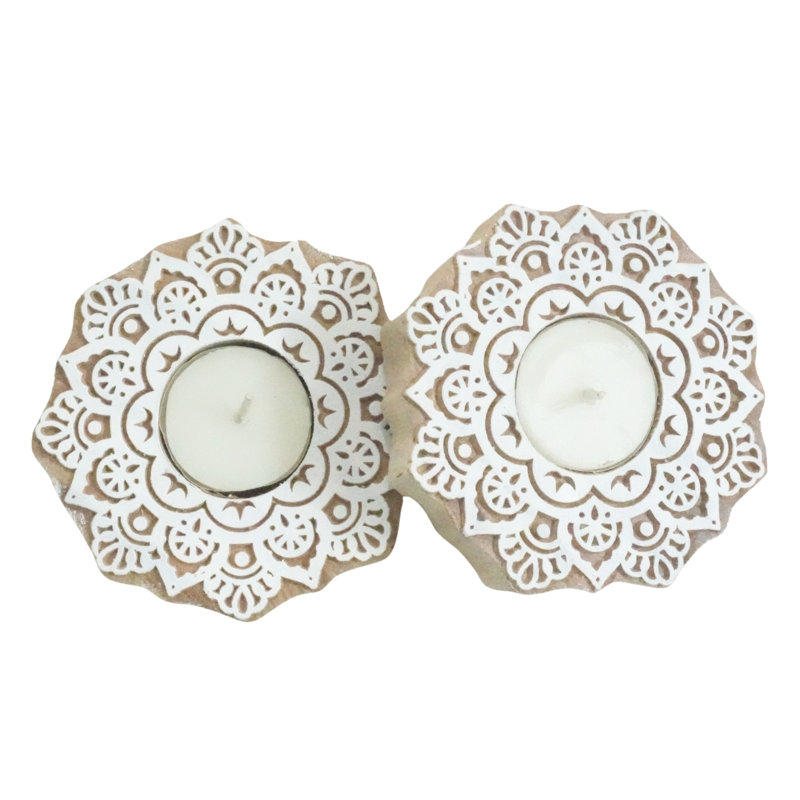  4X4 Wooden Candle Block Handmade Tea Light Holder with Rich Wood Stain Finish-(Pack Of-10), 10