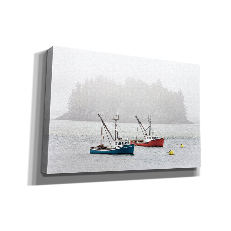 «Harbor In The Mist» par Rick Berk, art mural sur toile, H 40 po x l 60 po x P 1,5 po