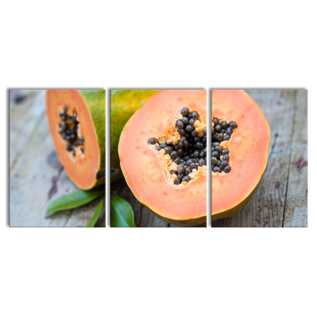 3-tlg. Leinwandbilder-Set Delicious Cut-Open Papaya