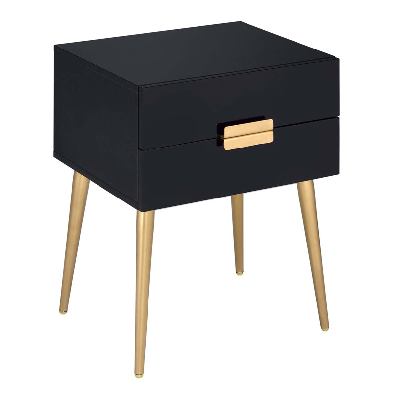 Table d'appoint avec 2 tiroirs, Noir