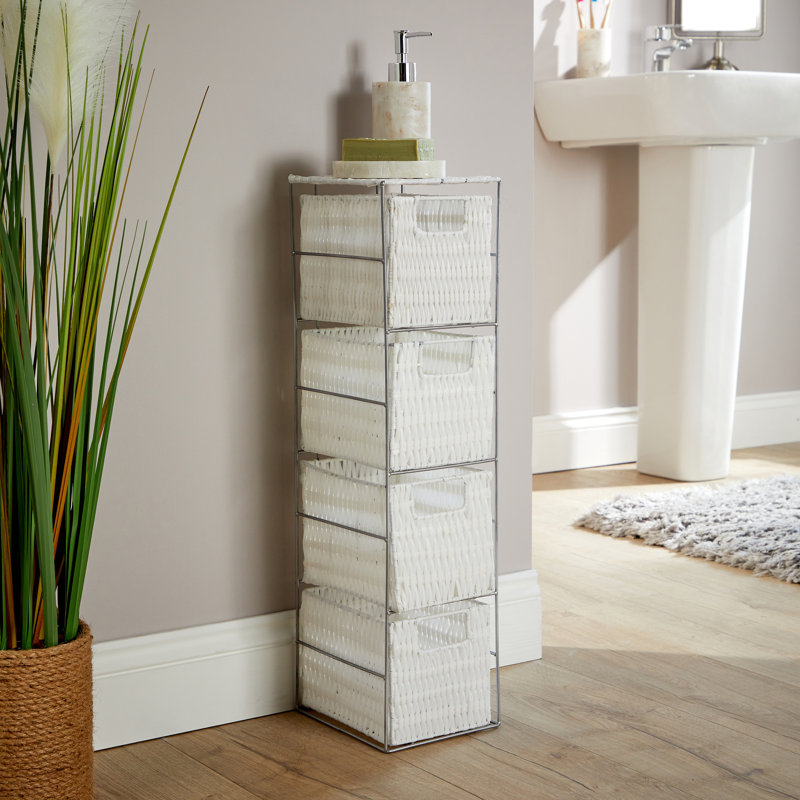 Sipriano Fully Assembled 4 Basket Drawer Tower Storage Unit, White