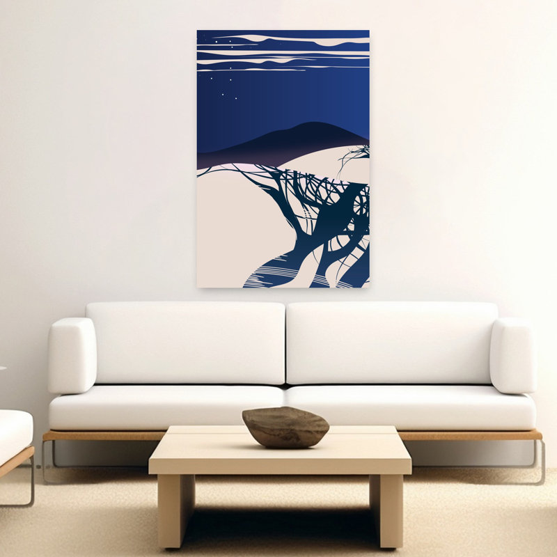 Art contemporain contemporain, paysage de montagne dramatique abstrait, H 60 po x l 40 po