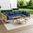 7 PCs Outdoor Sectional Sofa Set, Boho Wicker Rattan Patio Furniture with Cushions & Table for Patio, Lawn, Backyard, Porch, Blue-1750649205