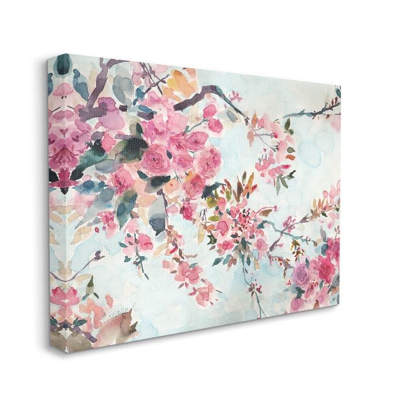 Fleurs de cerisier en herbe, art giclée par Marietta Cohen, art et design, H 30 po x l 40 po x P 1,5 po, Toile tendue