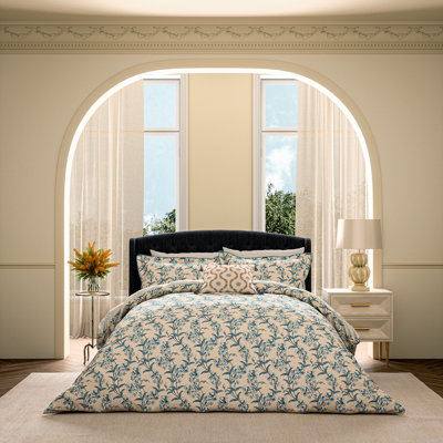 Sweet Tendrils Cotton Floral Duvet Cover Set with Pillowcases Included
