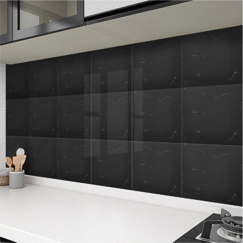 Daoud 10Pcs Self Adhesive Flooring 30x30 cm PVC Tile in Black