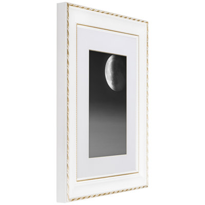 Jonia White/Gold Solid Wood Picture Frame - Set of 4 with Mat