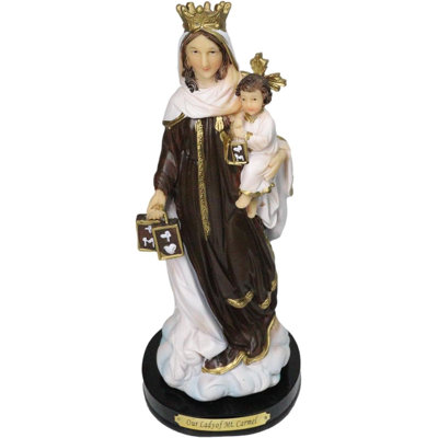 Our Lady Of Mount Carmel Virgin Mary Carrying Child Jesus Figurine With Base