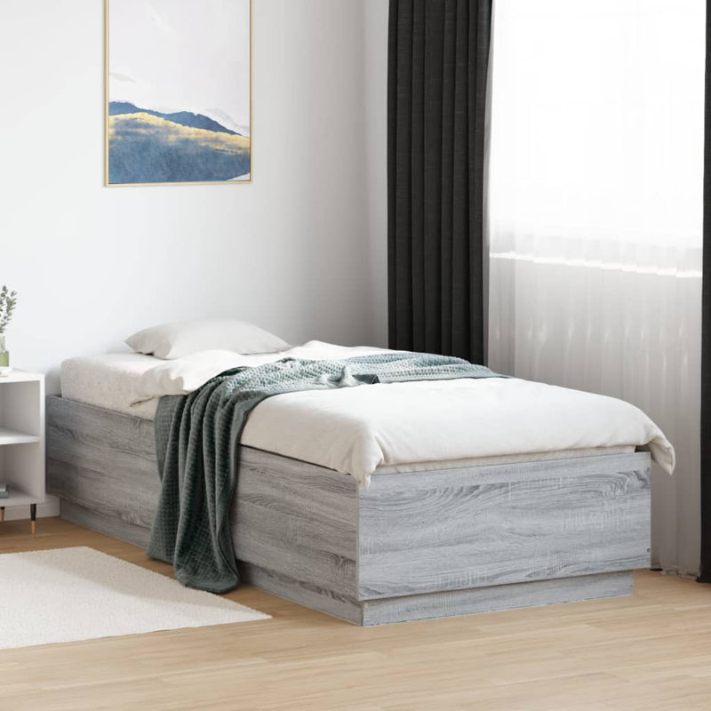 Burlene Bed Frame, King ( 160 x 200 cm), Grey Sonoma