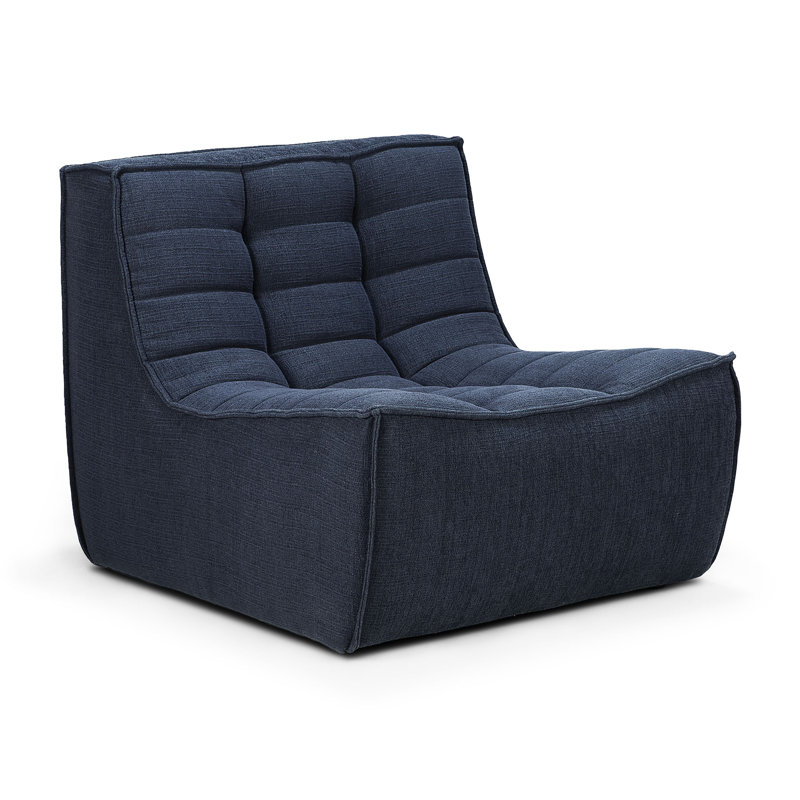 Armless Chair, Dark Blue Cotton Blend