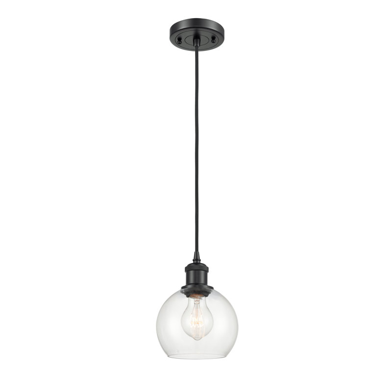 Luminaire suspendu sphérique 1 lumière Roxane, DEL, Noir mat