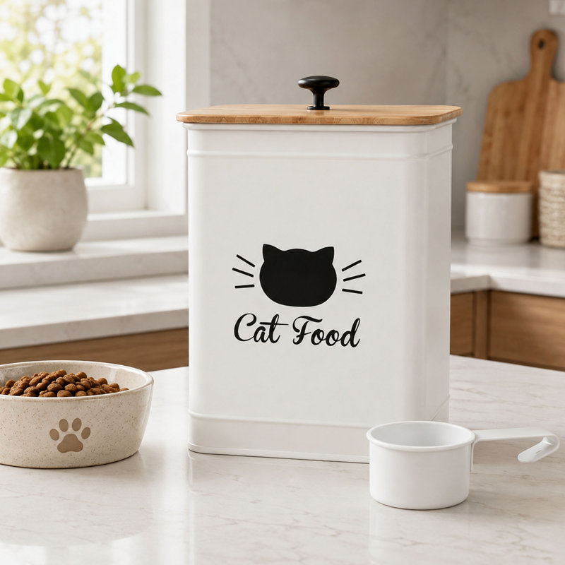 Contenant alimentaire en métal pour 25 tasses, couvercle en bambou et pelle