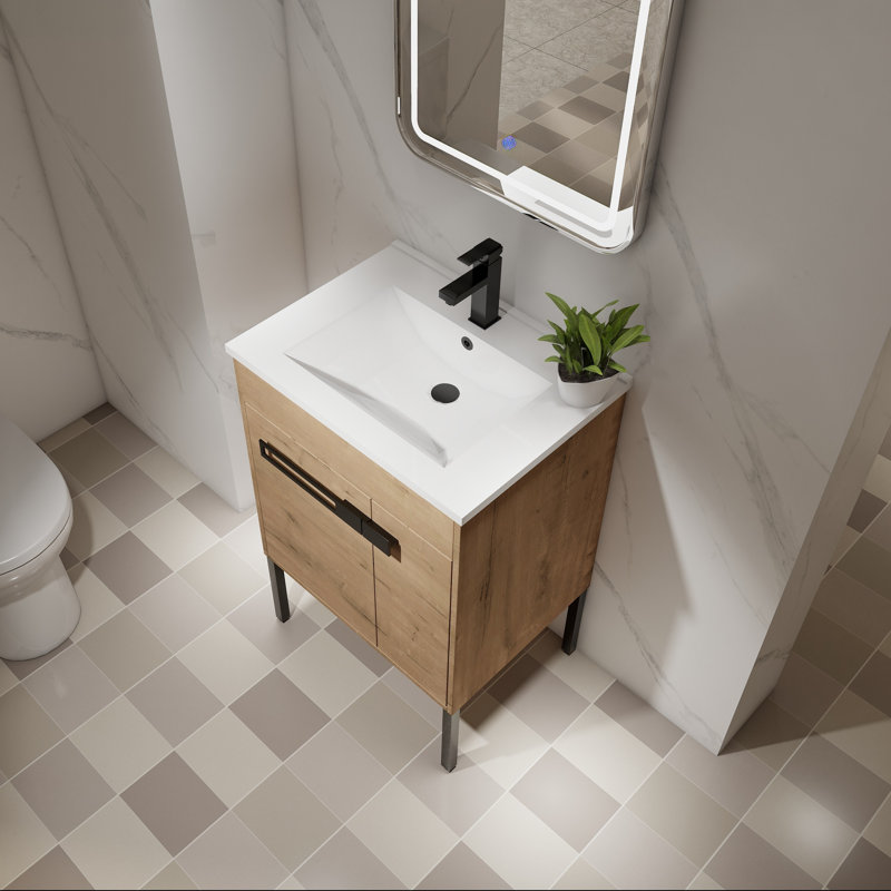 Meuble-lavabo 24 po avec lavabo, rangement à fermeture en douceur et tablette réglable, 24"