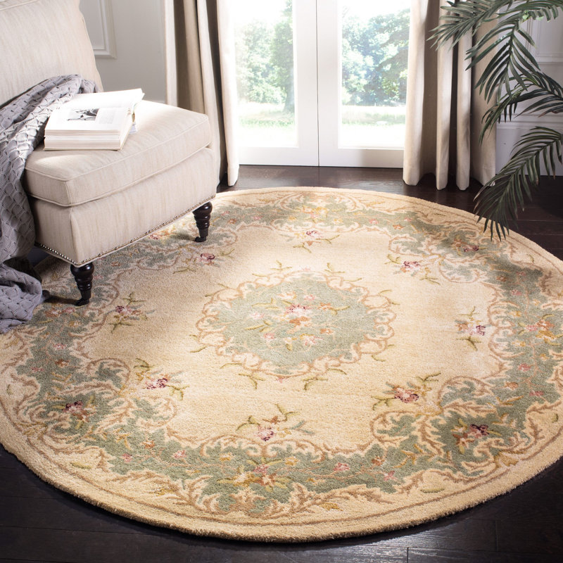 Molter Hand Tufted Wool Floral Rug, Round 6'