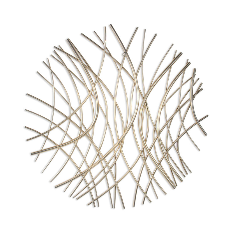 Sculpture dimensionnelle abstraite en métal, H 30,25 po x l 1,25 po x P 30,25 po, Doré