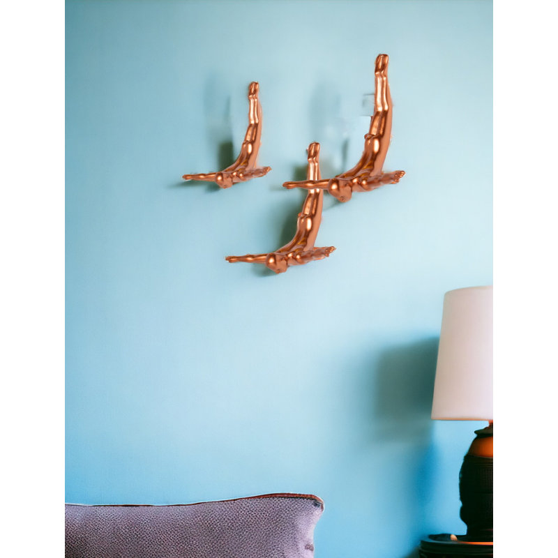 Trois pièces de décoration murale en résine 7 "Divers, Bronze