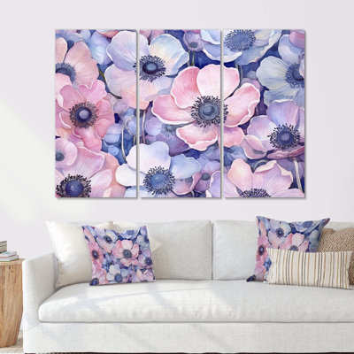 Mauve et rose Peppy Dreams - ensemble d'art sur toile coquelicots