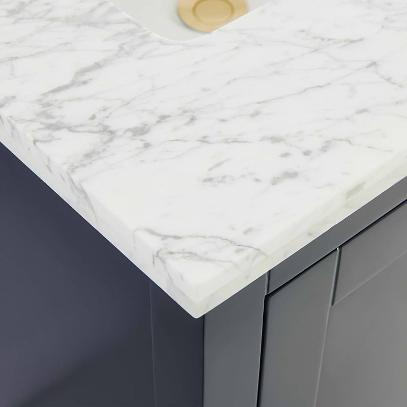 Sheraton 24" Freestanding Standard Single Bathroom Vanity with Top, Navy, Gold Zinc Alloy