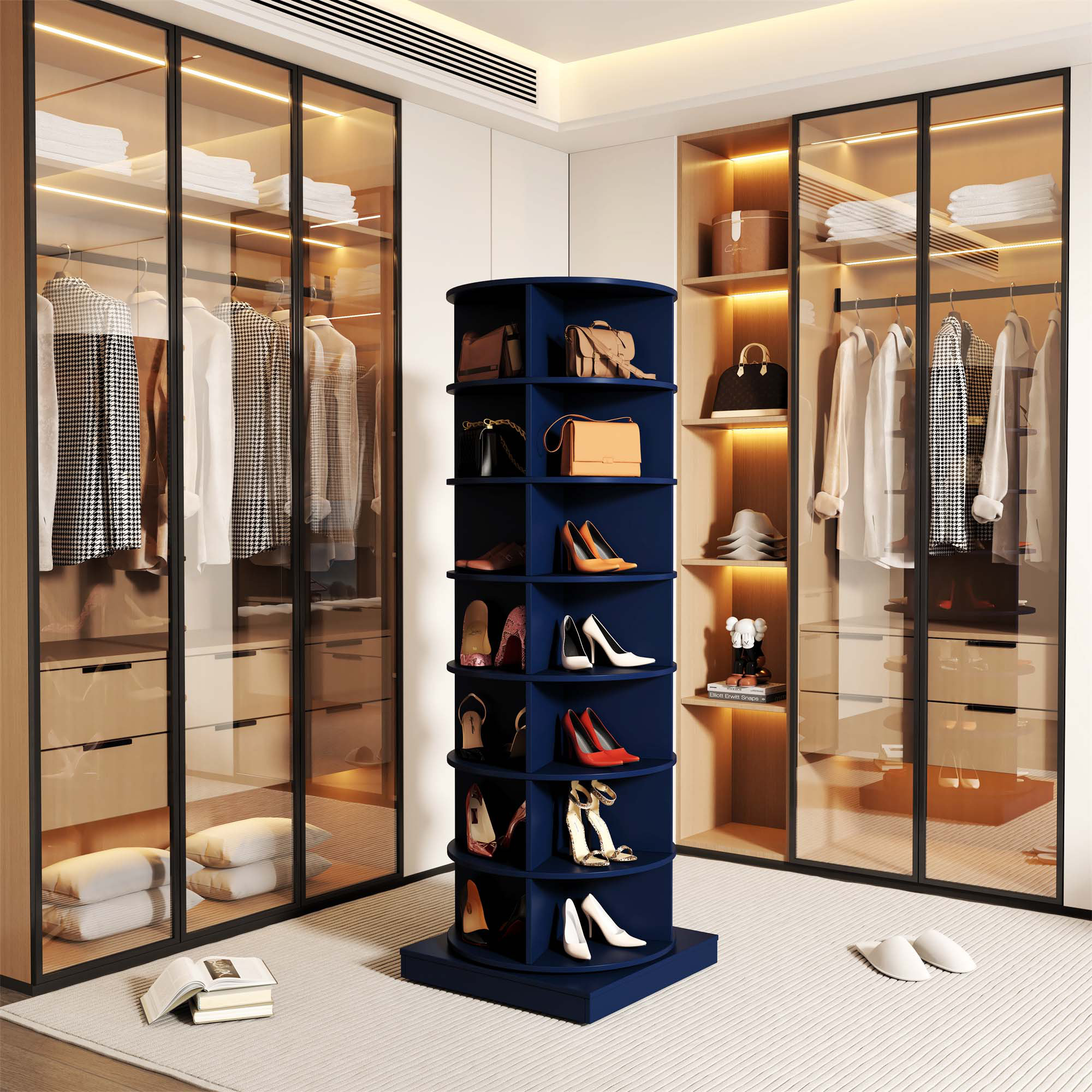 Premium Grey 360 Rotating Shoe Cabinet - 6 Layers