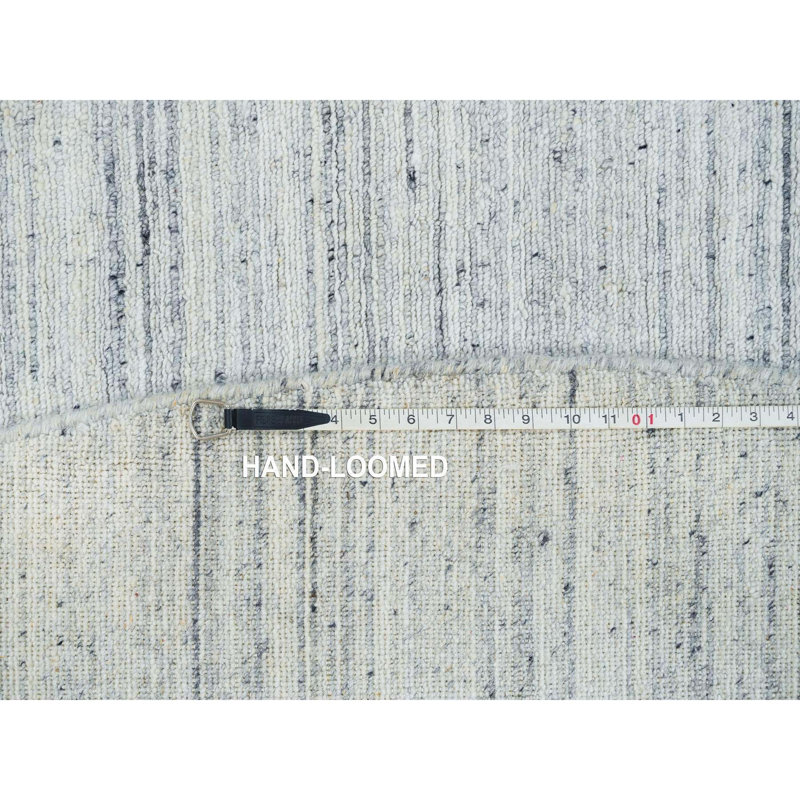 Tapis 10 pi x 10 pi ivoire tissé à la main à motif moderne Striae 758139AEE35149B1955D2DD3E6565C82