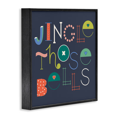 Eclectic Jingle Bells Phrase Framed Giclee, design by Sazerelli Designs