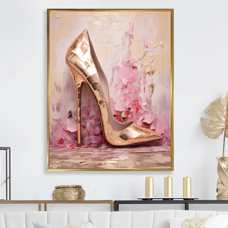 Fashion High Heel - décoration murale Fashion High Heels, Cadre flottant doré, H 44 po x l 34 po x P 1,5 po