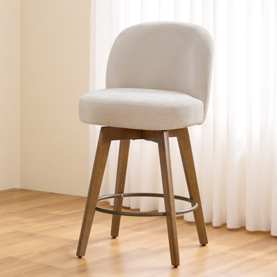 26" Swivel Upholstered Counter Stool With Solid Wood Frame