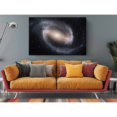 " Barred Spiral Galaxy Space - Wrapped Canvas Print "
