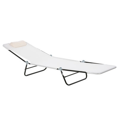 Chaise de patio relax - blanc crème. Inclinable d'extérieur avec siège en filet. Pour plus de confort. 5 réglages de relaxation optimaux. Pliable et portable. Structure en acier. Endroit approprié. L 71,7 po x l 22 po H 11 po blanc