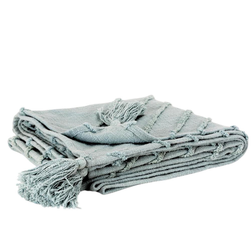 Jeté en coton tissé 50 po x 60 po avec pampilles