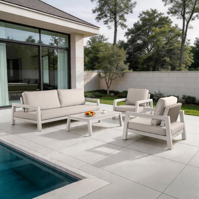 Burchfield 4-Piece Outdoor Conversation Set with 3-Way Convertible Sofa