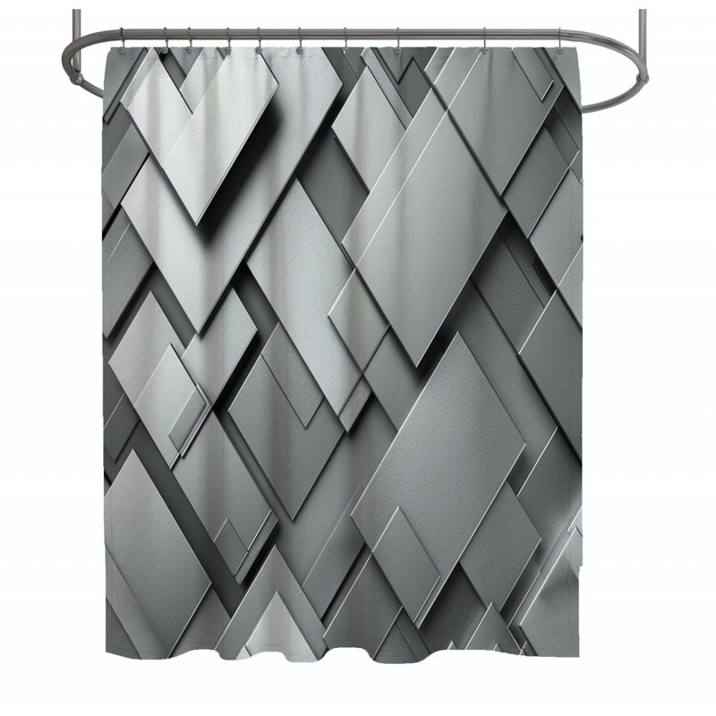 Johnnae Geometric Shower Curtain, 73"H x 70"W
