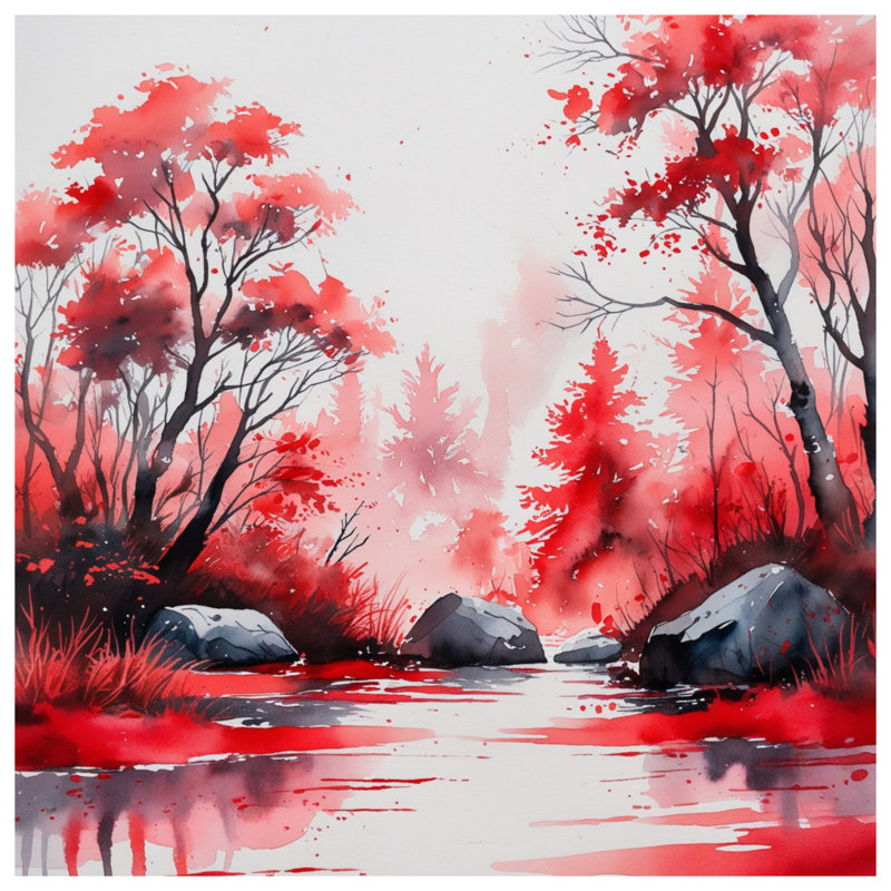 Tapis de bain Red Autumn Forest, L 34 po x L 21 po