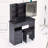 Vanity Table with Sliding LED Mirror, Power Outlet, and Stool-461965887