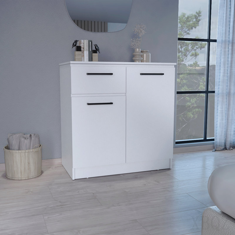 Commode avec armoires à 2 portes et tiroir - Blanc