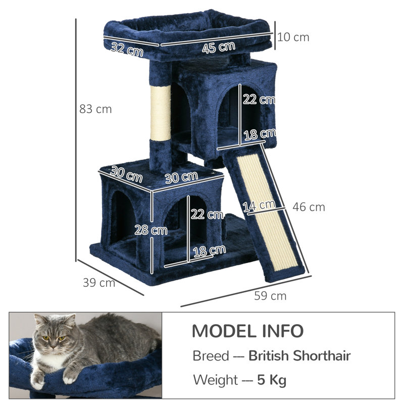 210.82cm H Cat Tree, Blue