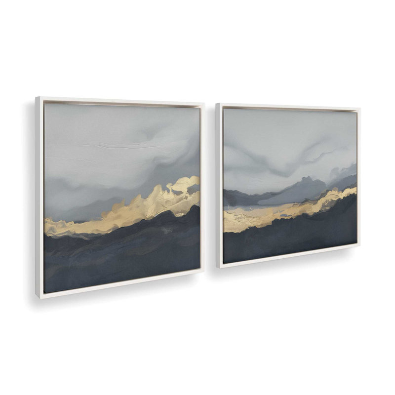 Nimbus Drama, ensemble de 2 toiles encadrées, H 16,75 po x l 33,5 po x P 1,75 po, Cadre flottant blanc opaque