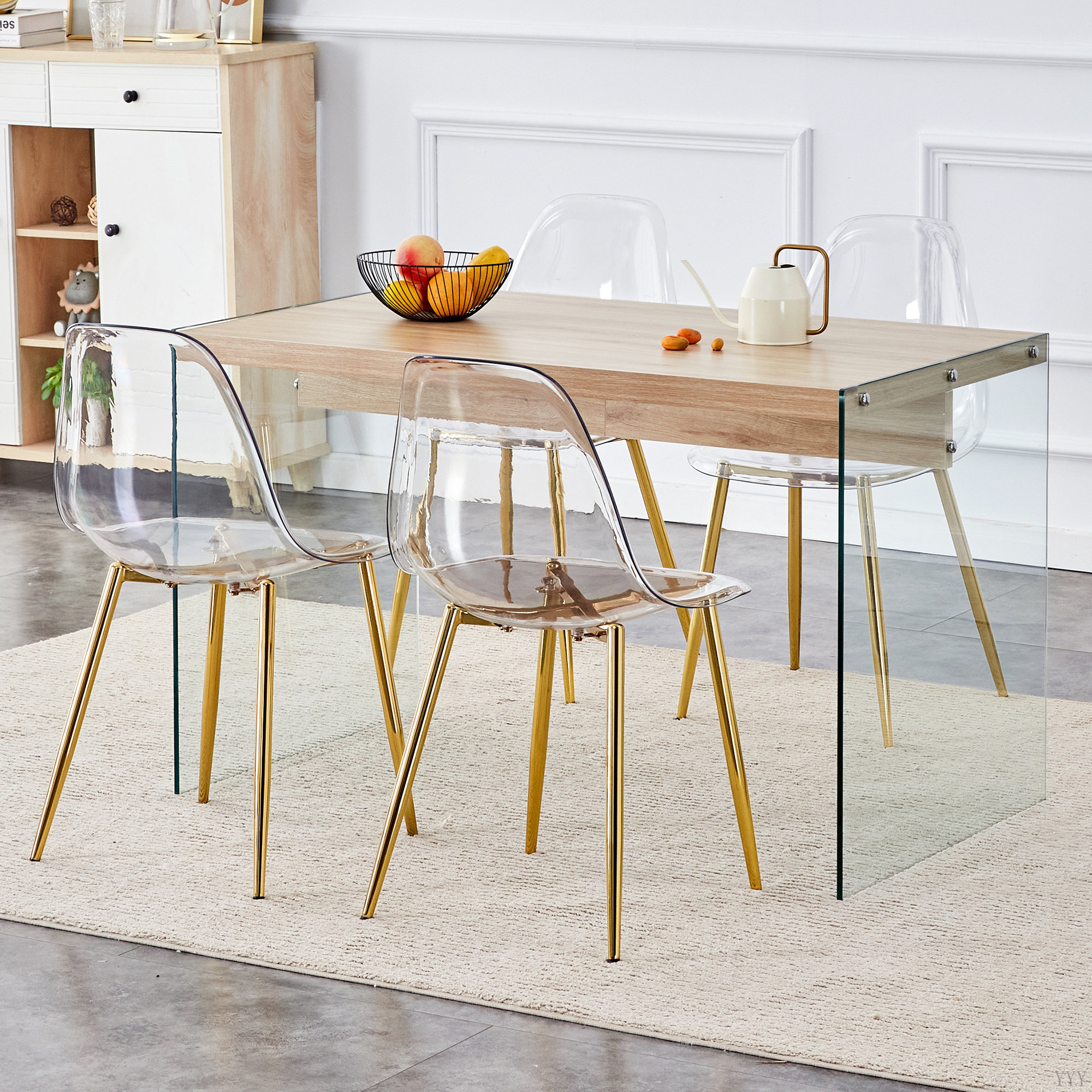Ivy Bronx Table And Chair Set.Wood Texture MDF Coffee Table ...