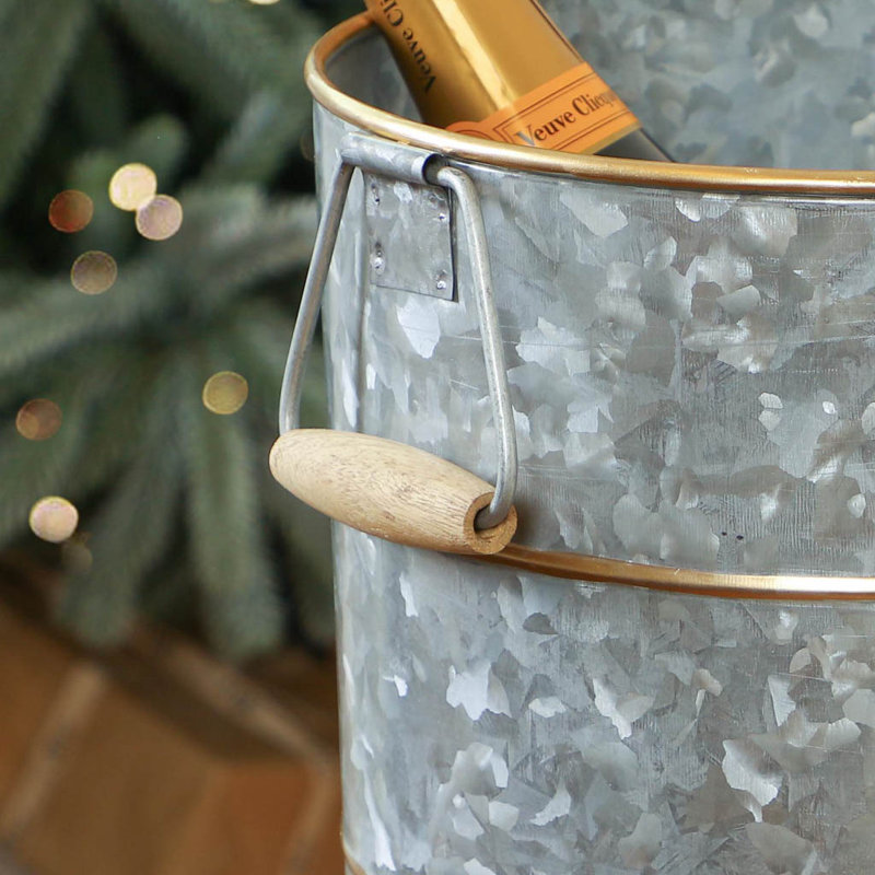 Burnell Banded Bucket Stand, Zinc/Gold