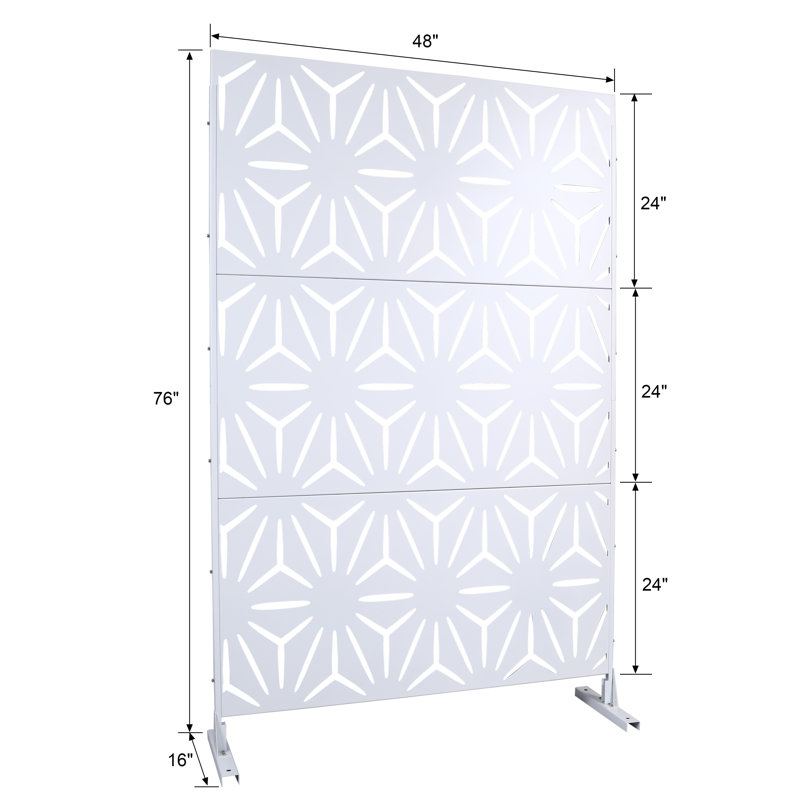 Paravent métallique autoportant pour intimité, décoration intérieure et extérieure, White