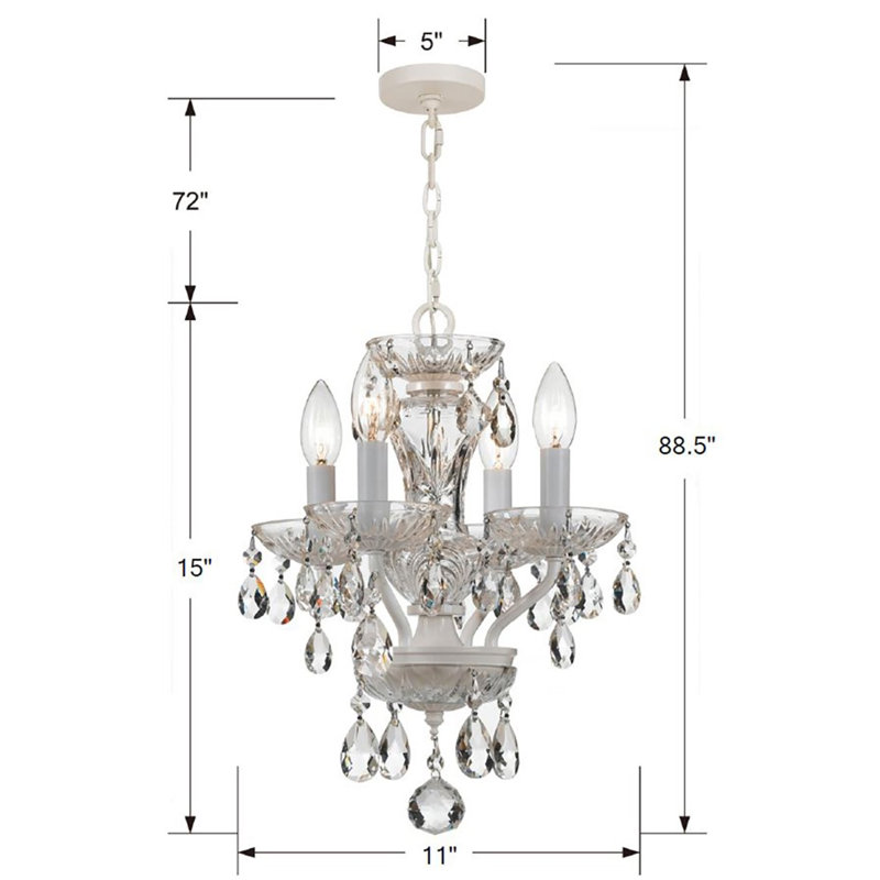 Weigel 4-Light Candle Style Classic Chandelier with Crystal Accents, Swarovski Spectra, White